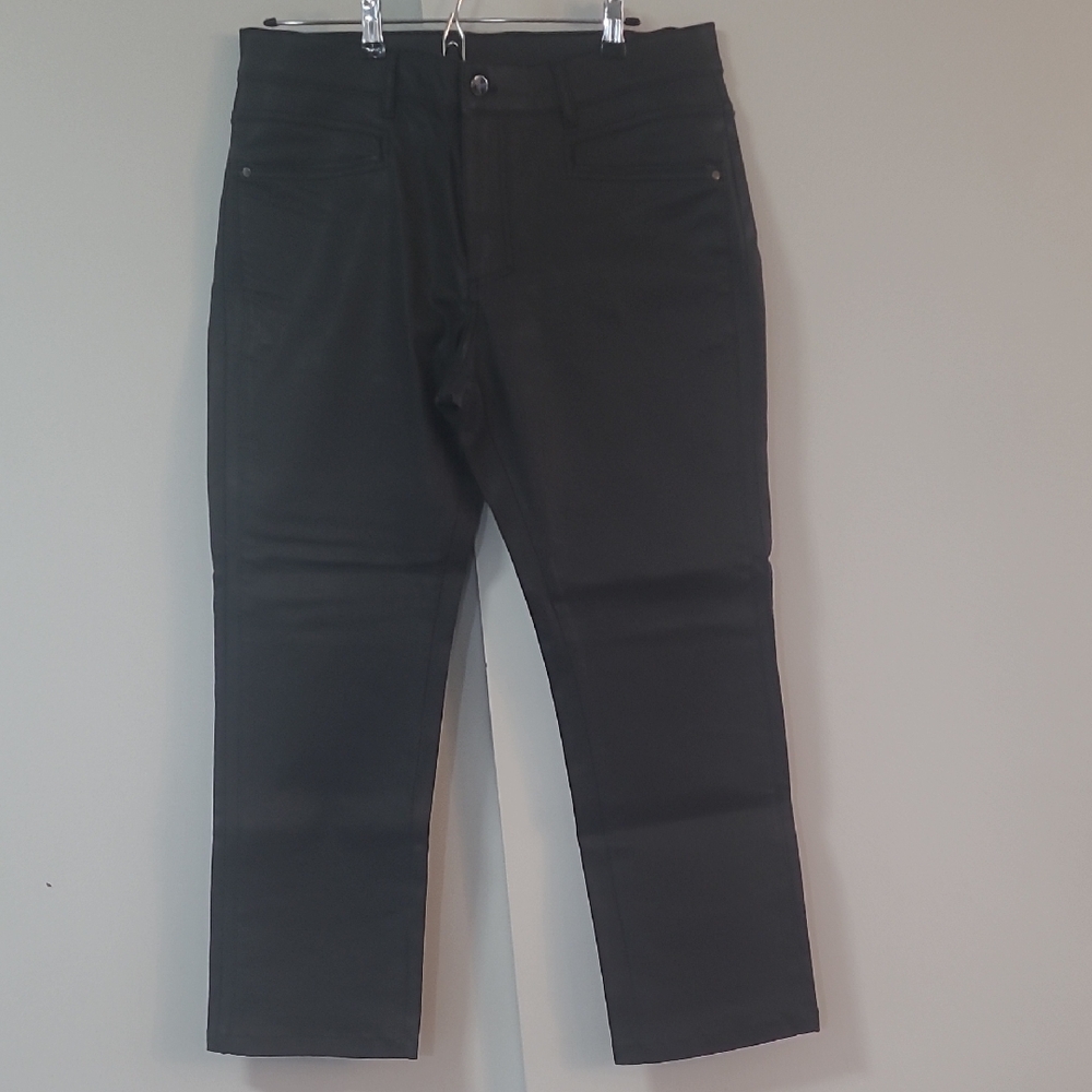 Versace Men's Black Straight Fit Coated Jeans Size 36